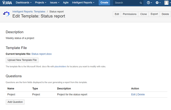 Editing a report template Editing a report template