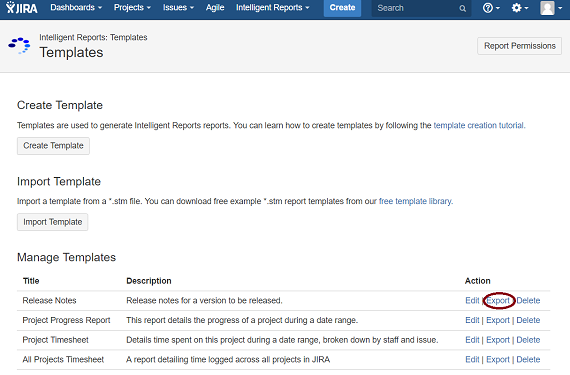 Exporting a template Exporting a template