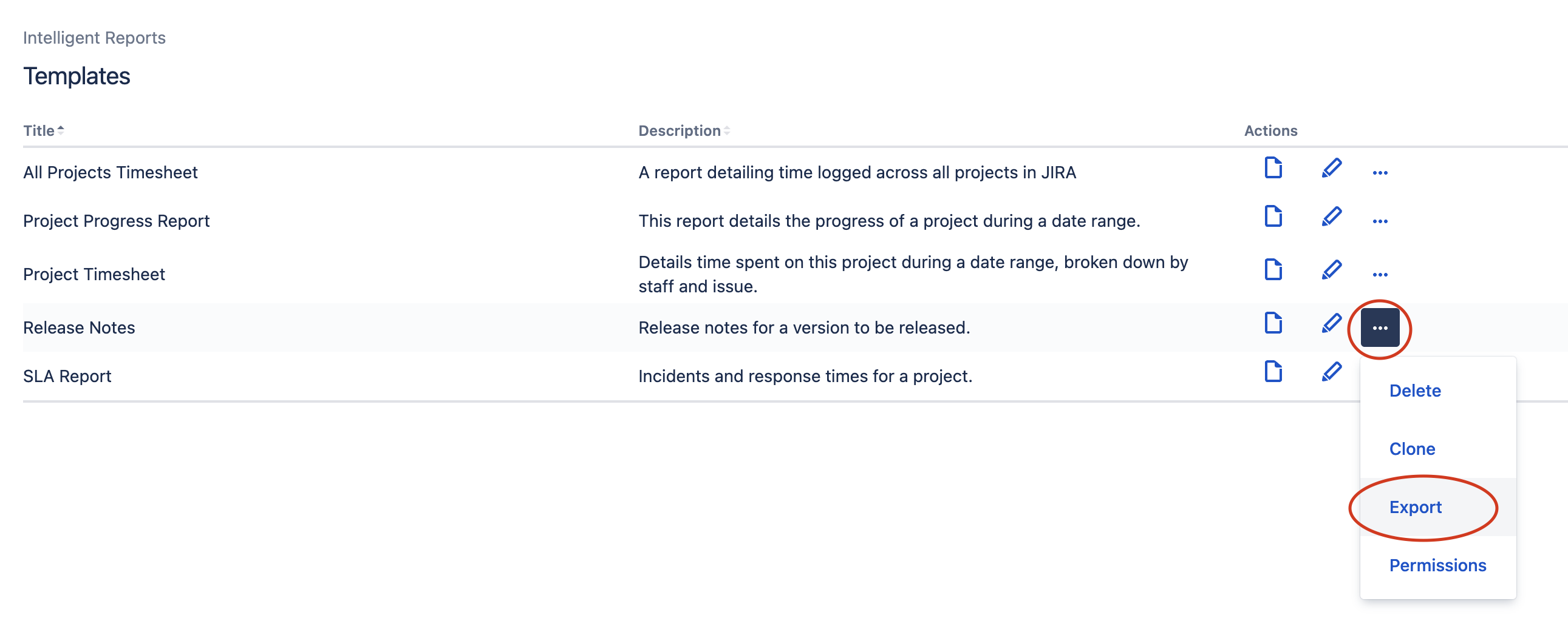 Exporting a template Exporting a template