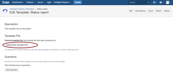 Uploading your template document