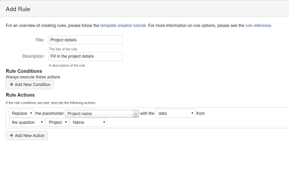 Adding a rule action Adding a rule action